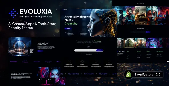 Evoluxia - AI Games, Apps & Tools Store Shopify Theme