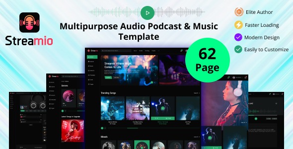 Streamio- Multipurpose Audio Podcast & Music HTML Template